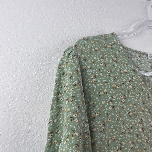 Sweet Salt Sage Green Ditsy Floral Tiered Midi Dress Size 18 Short Sleeve Pocket - Picture 5 of 8